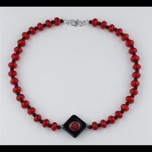 Ruby And Onyx Handcrafted Statement Jewelry Set